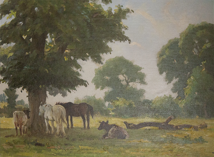 the tree and horses