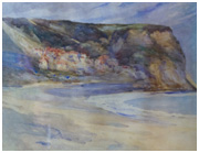 Runswick Bay from Kettleness painting of the beach and cliffs