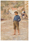 young lad stand at the quay side at Staithes