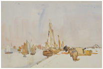 A water colour by the harbour side