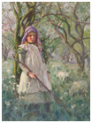 The little sheperdess stand with her sheep